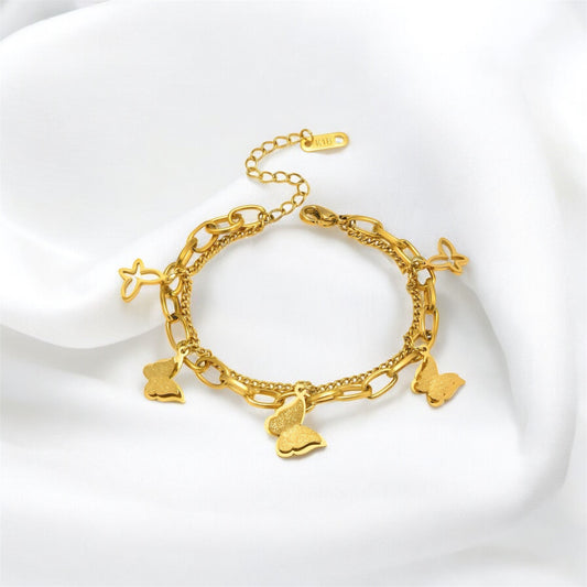 Golden Butterfly Charm Bracelet